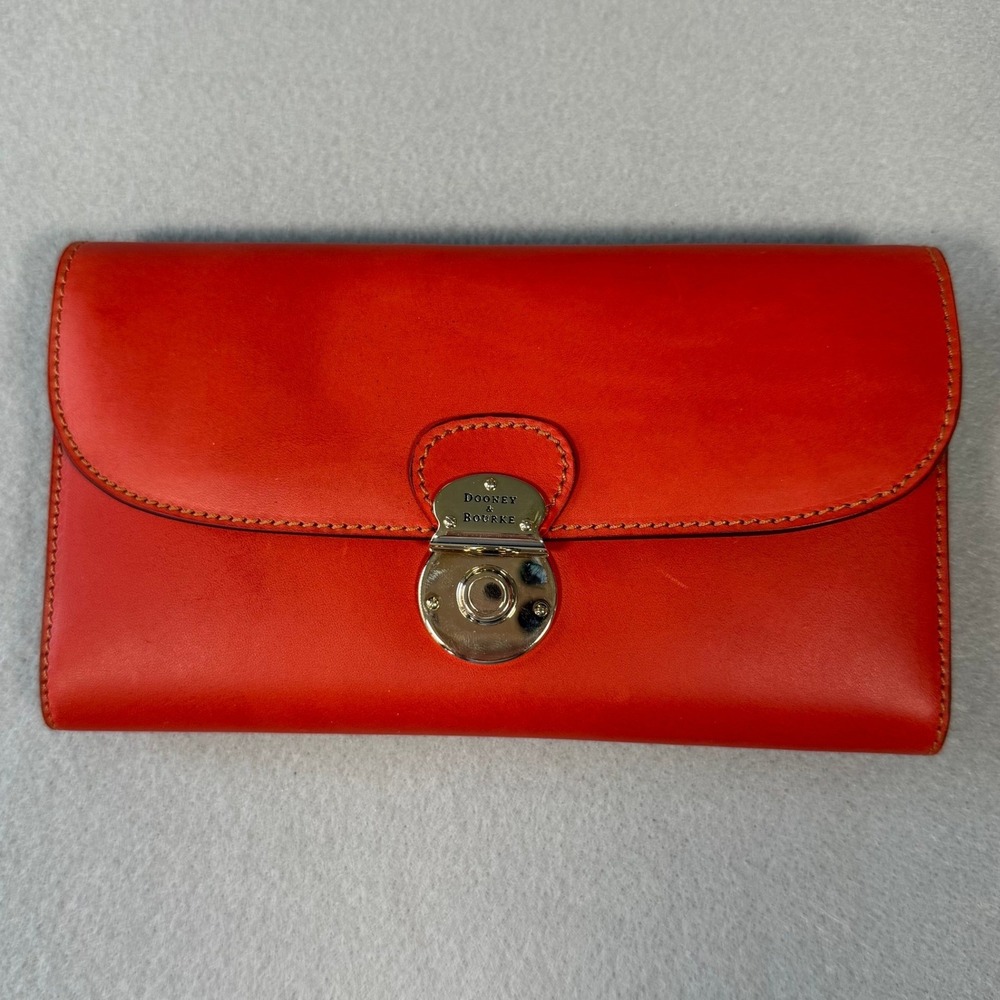 Dooney & Bourke Red Leather Organizer Wallet MBS46 RD Made in Italy with Box - Picture 2 of 8